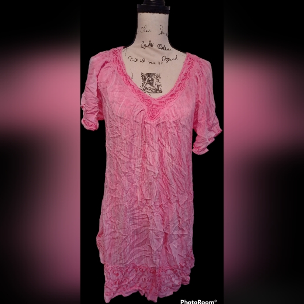 Swimsuit Cover Up Bright Pink Used Cotton fabric